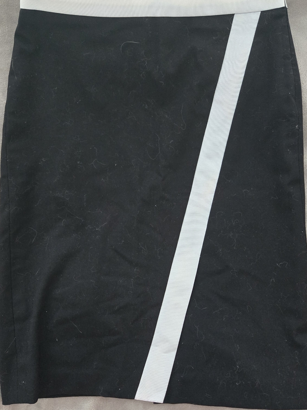 Calvin Klein Black Pencil Skirt with White Diagonal Stripe